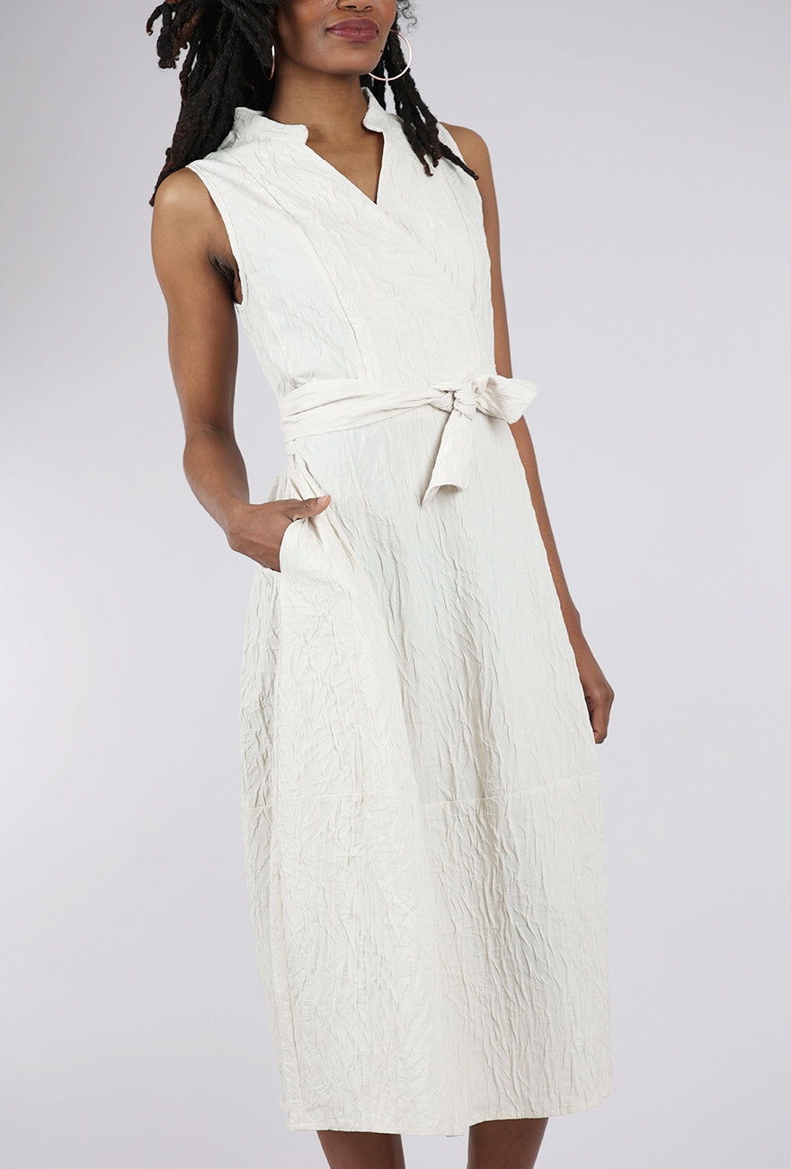 Luukaa Crinkle Wrap Dress, Cream 