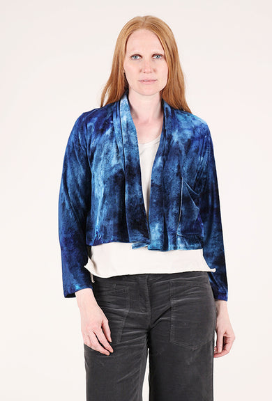 Heyne Bogut Hand-Dyed Velvet Crop Cardie, Blues 