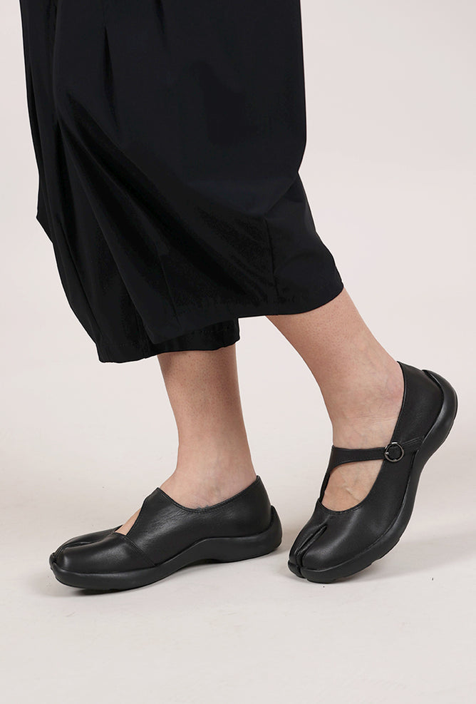 All Black Split-Toe Mary Janes, Black 