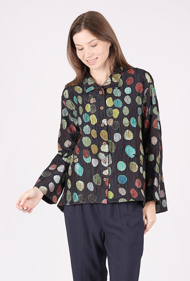 Neeru Kumar Hand-Stitched Silk Jacket, Black/Dots 
