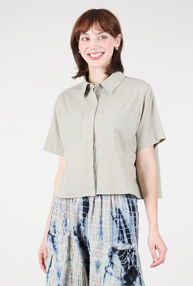 Grade & Gather Emily Cropped Blouse, Concrete 