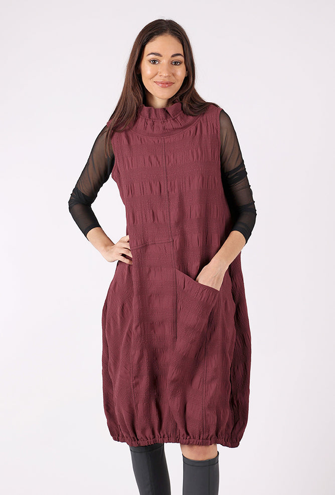 Moonlight Crinkle Crepe Dress, Burgundy 