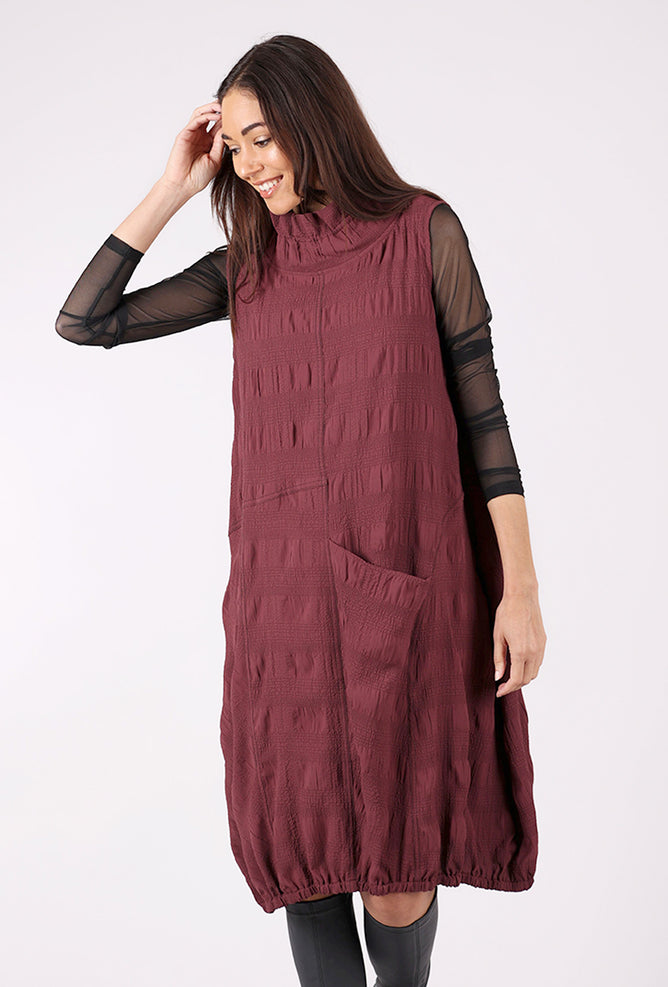 Moonlight Crinkle Crepe Dress, Burgundy 