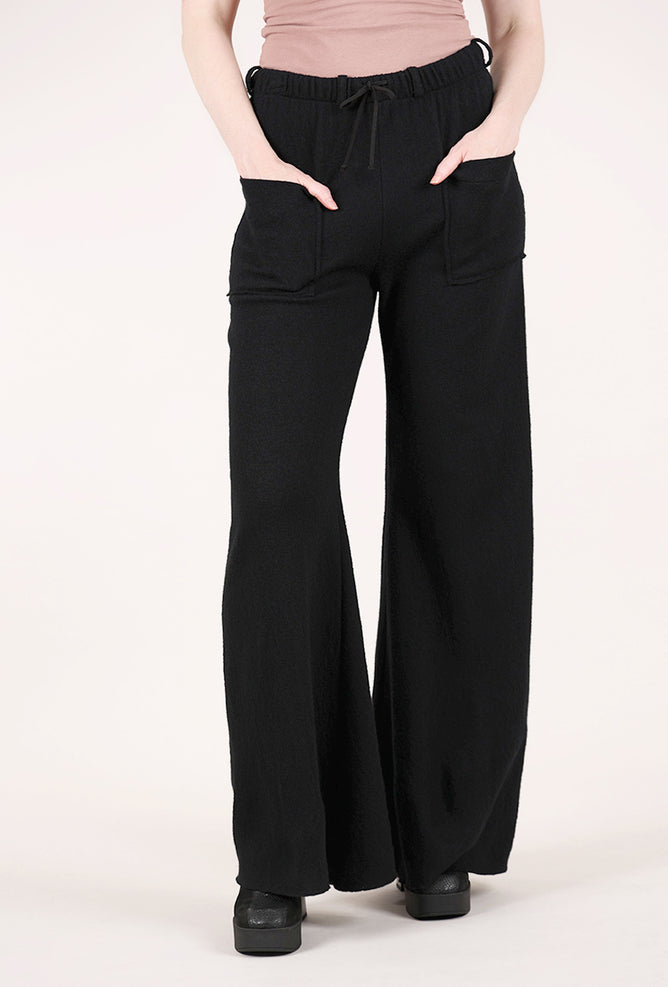 Hannes Roether Wool Drawstring Trouser, Black 