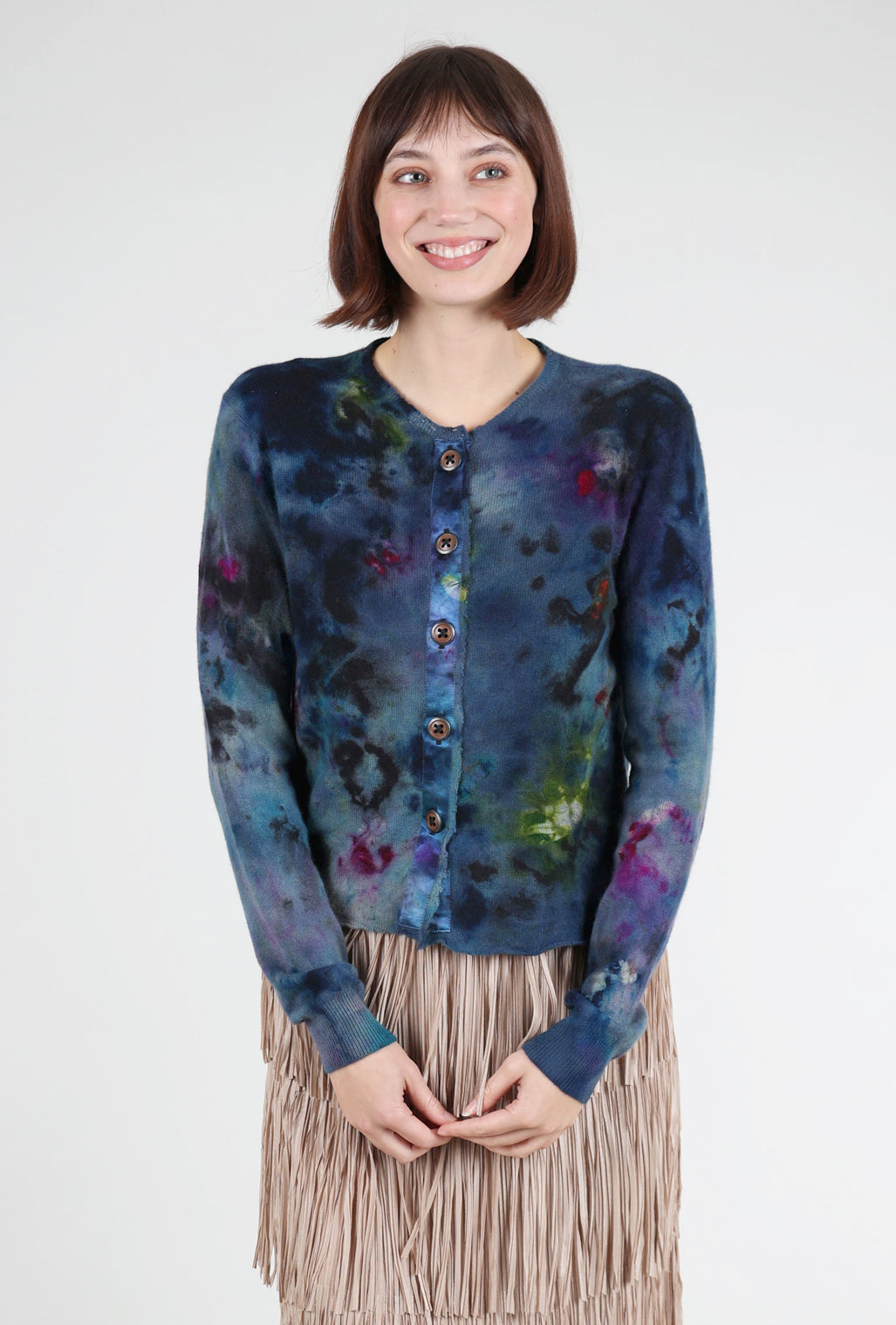 Galadriel Mattei Blossoms/Skull Decon Cashmere Relax Cardie, Midnight Multi 