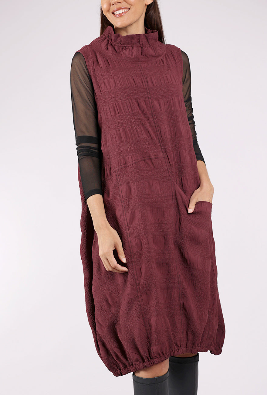 Moonlight Crinkle Crepe Dress, Burgundy 