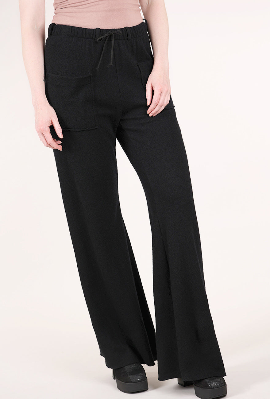 Hannes Roether Wool Drawstring Trouser, Black 