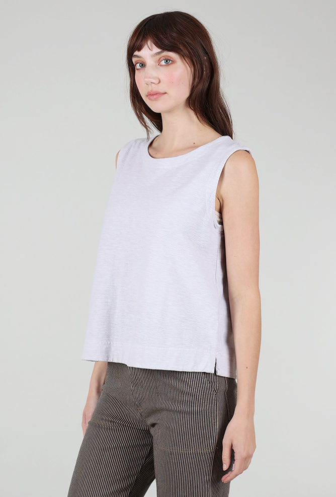 Cut Loose Linen Cotton Jersey Shell, Aluminum 