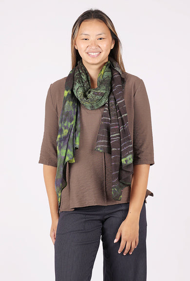 Neeru Kumar Fine Wool Digital Print Scarf, Chocolate/Jungle 