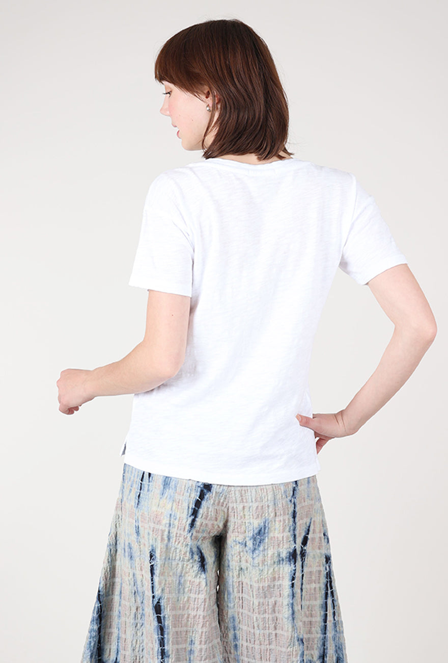 Mododoc S/S Boxy V-Neck Tee, White Halo 