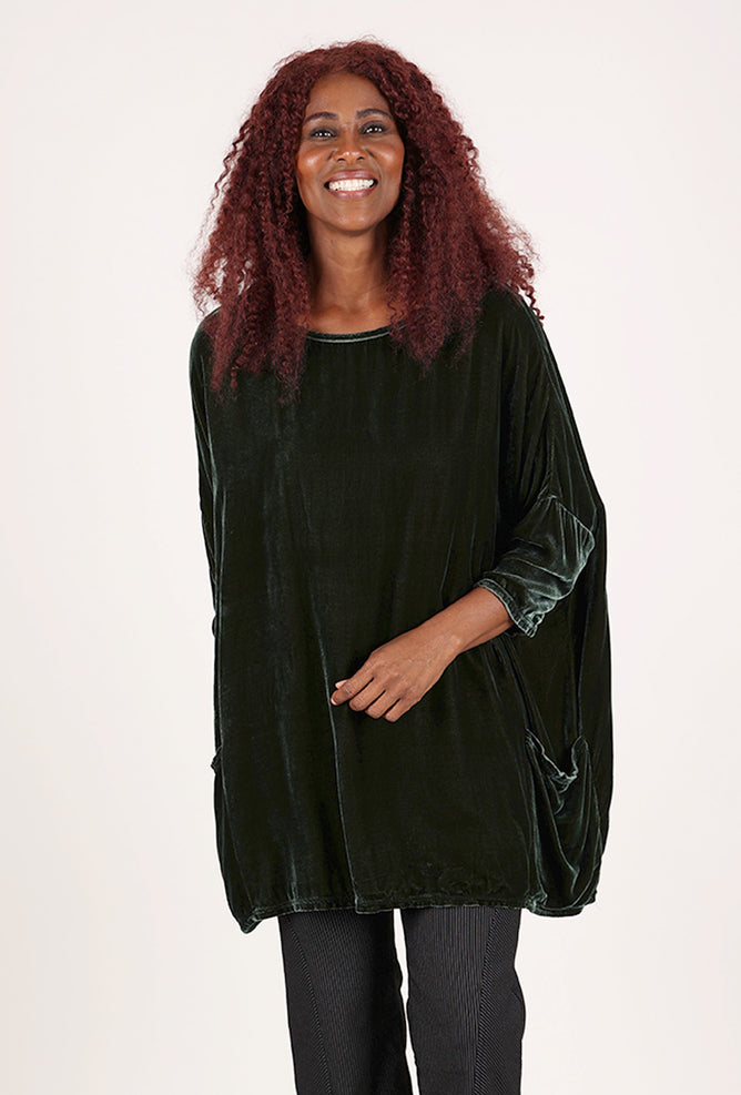 Cut Loose Velvet Oversize Pullover, Succulent 