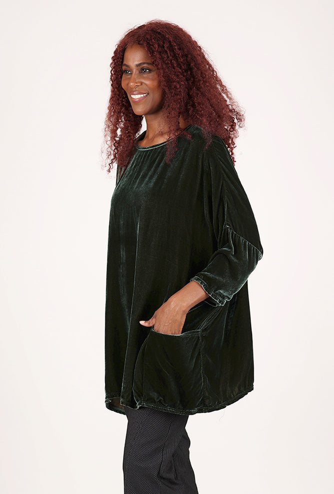 Cut Loose Velvet Oversize Pullover, Succulent 