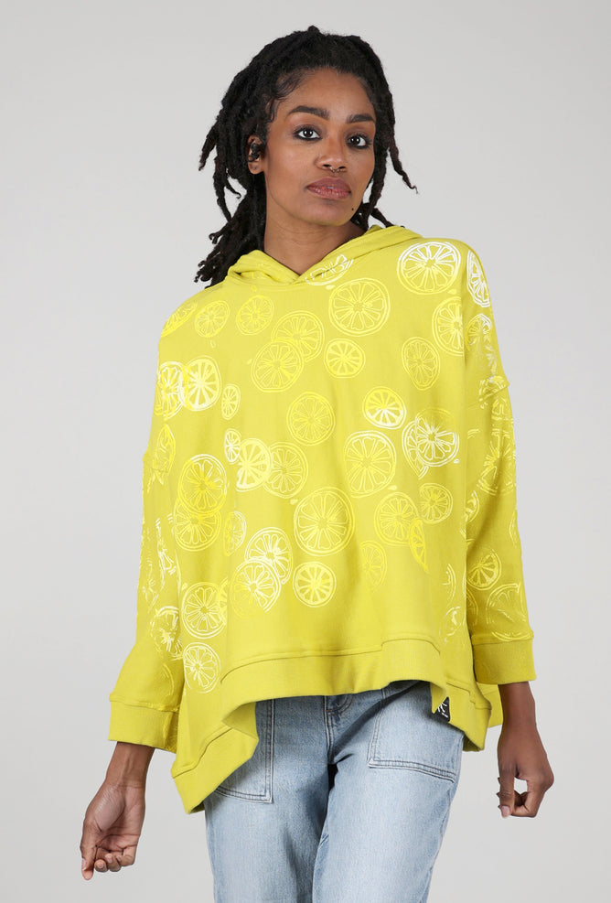 Paper Temples Print Hoodie Sweat, Neon/Citrus 