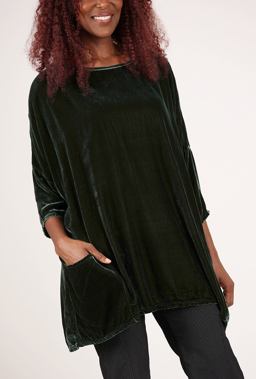 Cut Loose Velvet Oversize Pullover, Succulent 