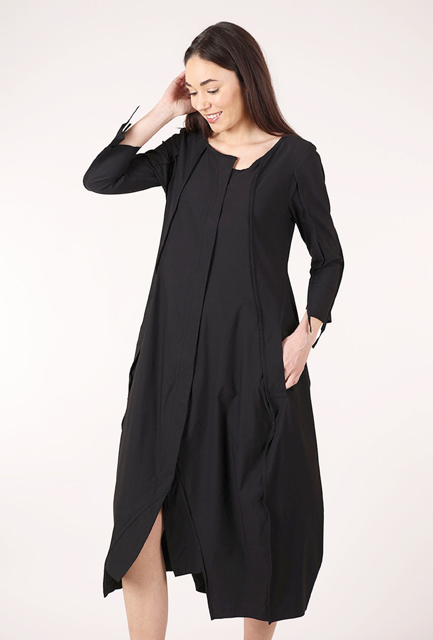 Rundholz Twill Tech Zip-Front Dress, Black 