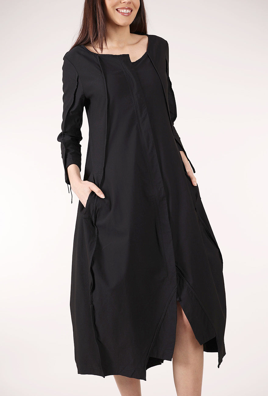 Rundholz Twill Tech Zip-Front Dress, Black 