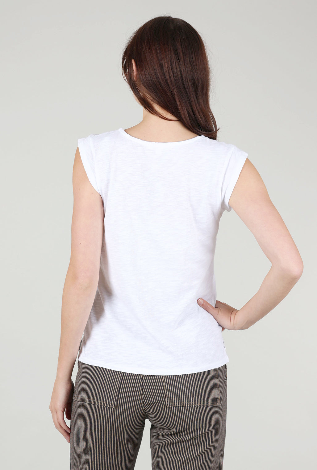 Mododoc Cap-Sleeve Scoop-Neck Tee, White 