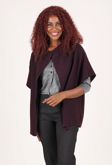 NFP: New Form Perspective Convertible Boiled Wool Vest, Eggplant 