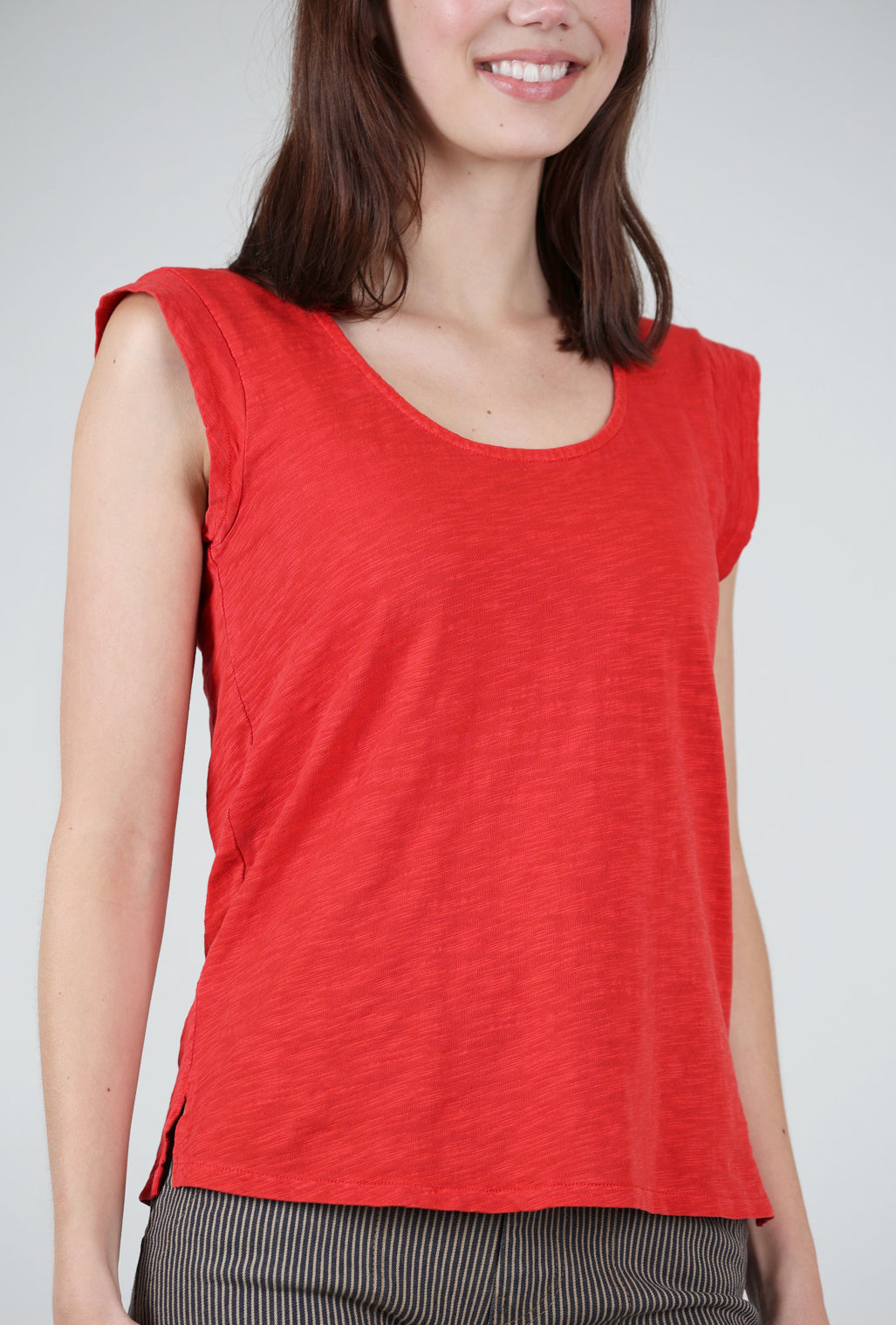 Mododoc Cap-Sleeve Scoop-Neck Tee, Fiesta 