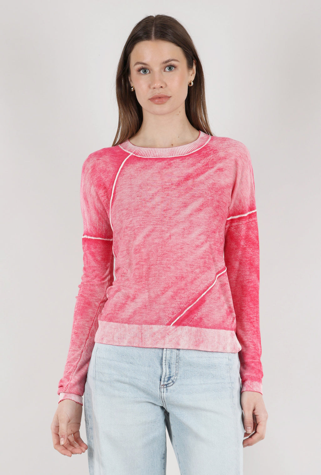 Kokun Overdyed Diagonal Seam Top, Pomegranate 