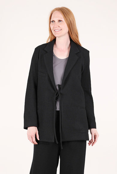 Hannes Roether Wool Flannel Tie Jacket, Black 