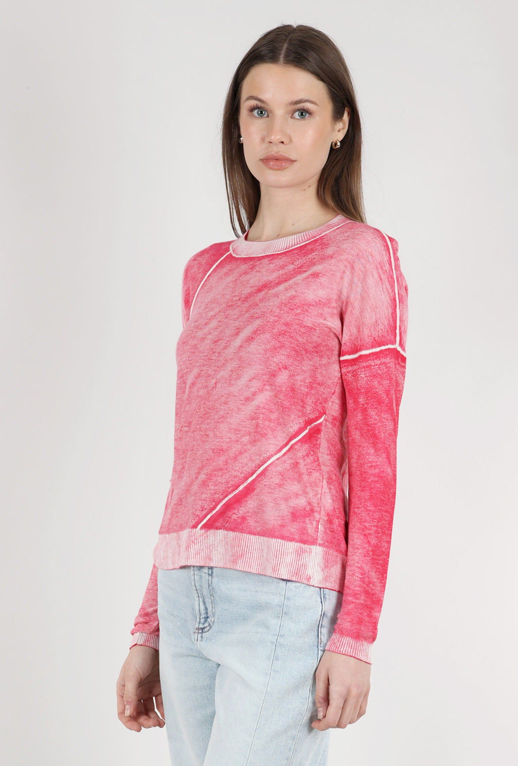 Kokun Overdyed Diagonal Seam Top, Pomegranate 