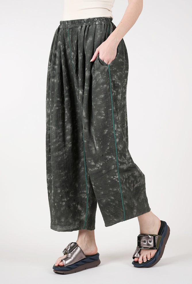 Mieko Mintz Ripple Kantha Tucked Gather Pant, Green 