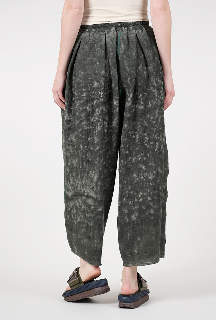 Mieko Mintz Ripple Kantha Tucked Gather Pant, Green 