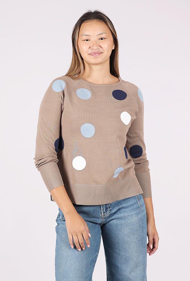Sunday Lotsa Dots Pullover, Beige 