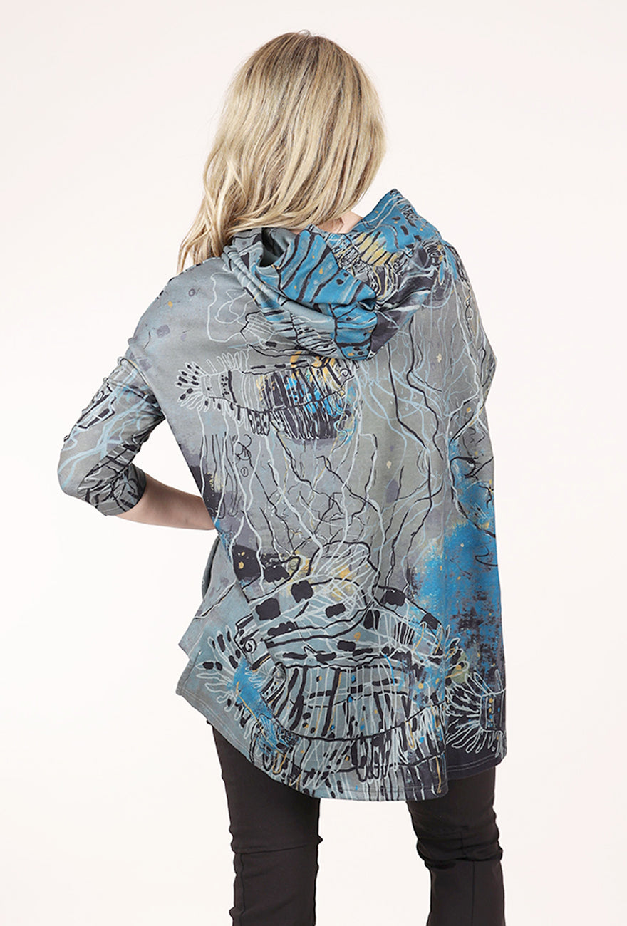 3 Potato Swing Plush Print Hoodie, Storm/Ocean 