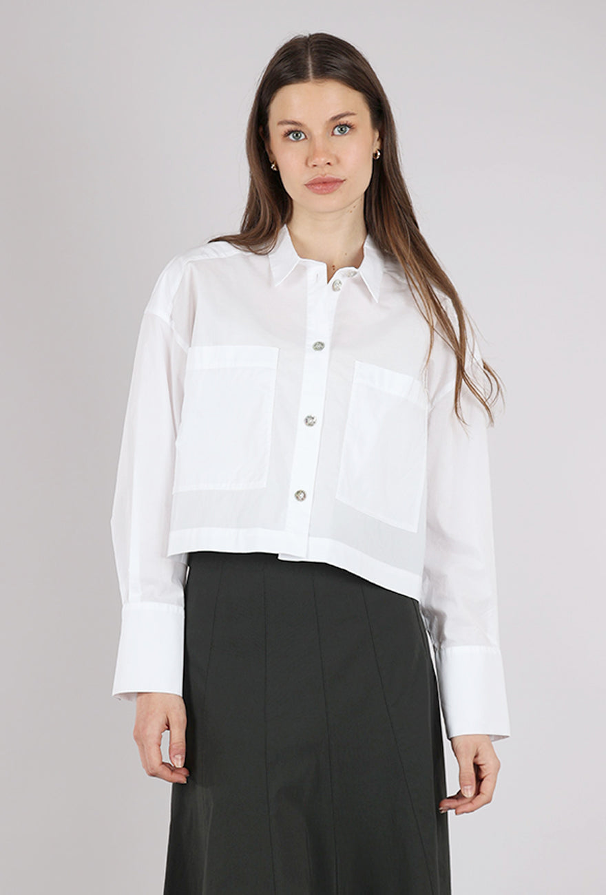 Core Cotton Crop Blouse, White