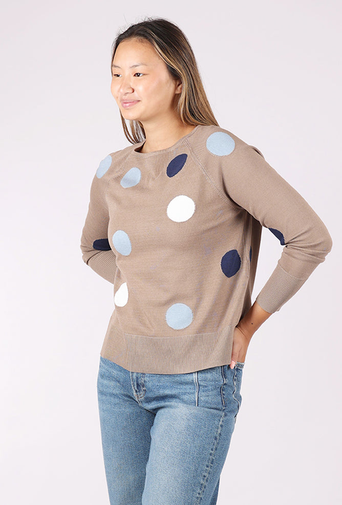 Sunday Lotsa Dots Pullover, Beige 