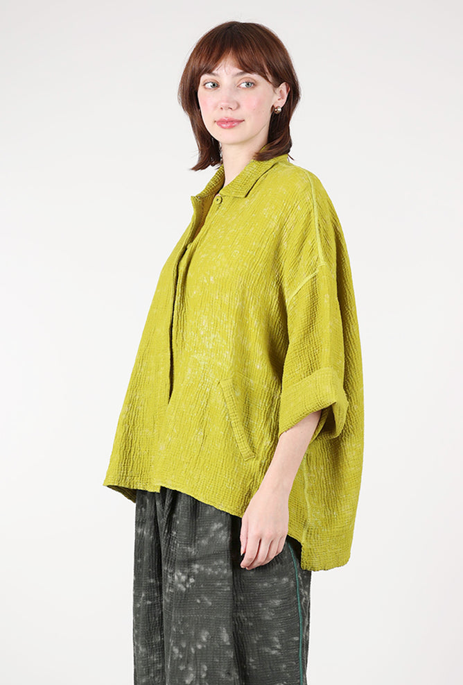 Mieko Mintz Sun Dyed Ripple Crop Tent Shirt, Chartreuse 