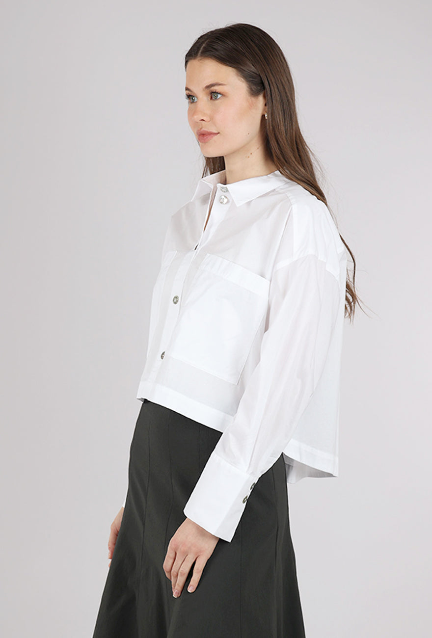 Core Cotton Crop Blouse, White