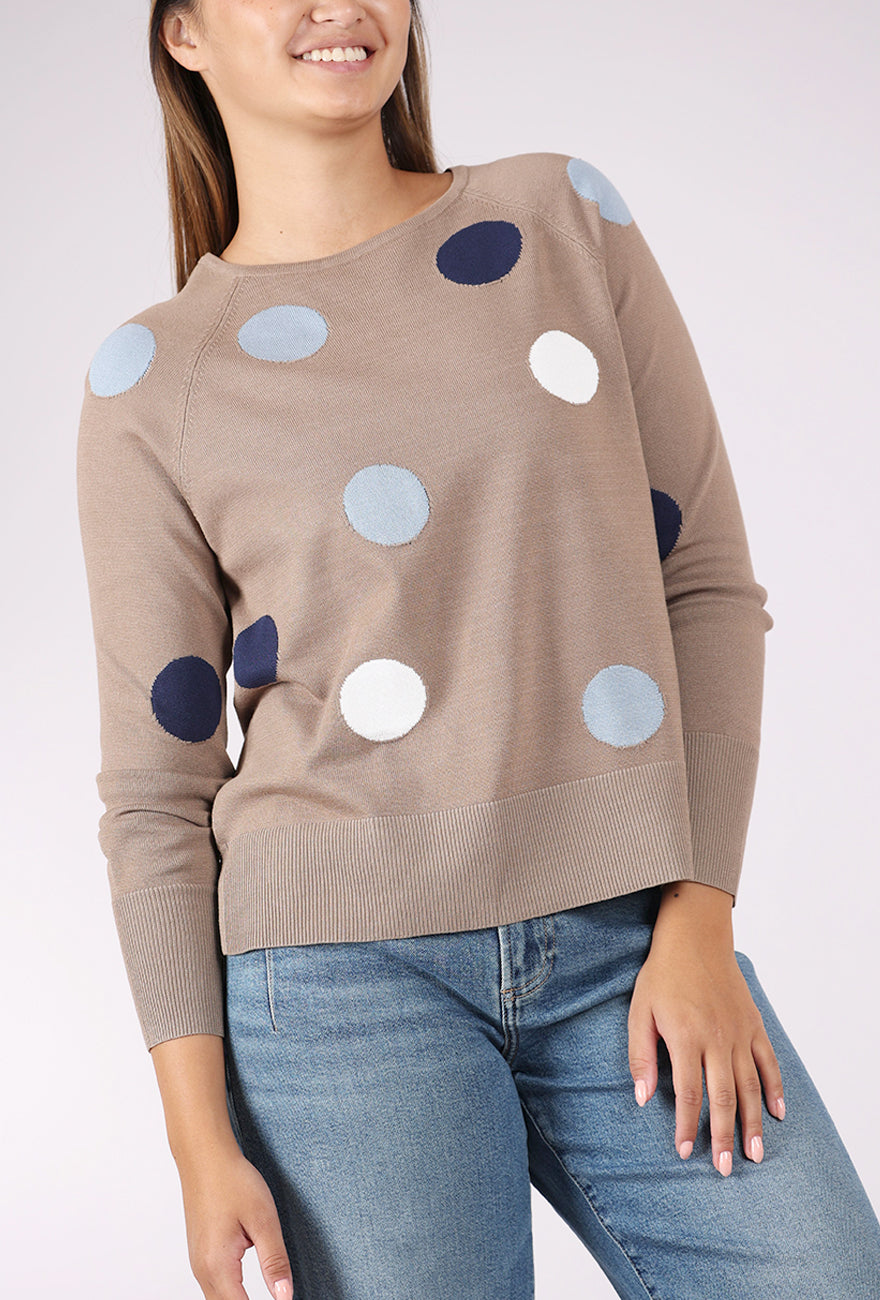 Sunday Lotsa Dots Pullover, Beige 
