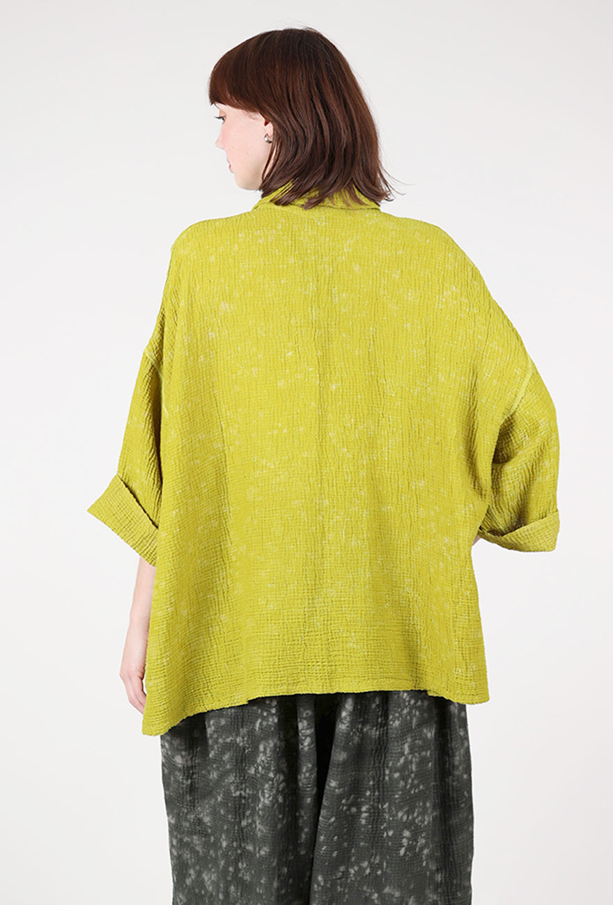 Mieko Mintz Sun Dyed Ripple Crop Tent Shirt, Chartreuse 