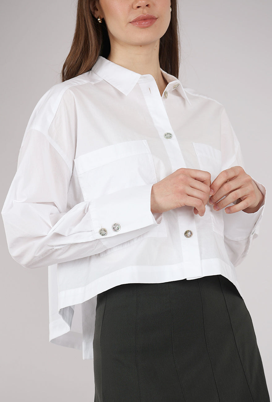 Core Cotton Crop Blouse, White