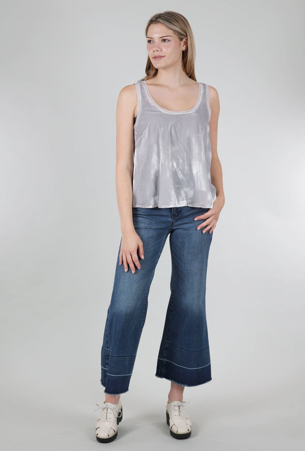 Mystree Velvet Swing Tank, Silver Champagne 