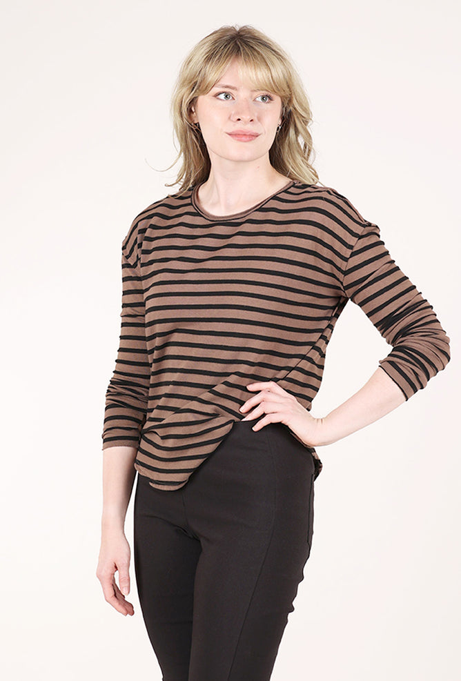 Cut Loose Black Stripe Thumbhole Top, Cola 