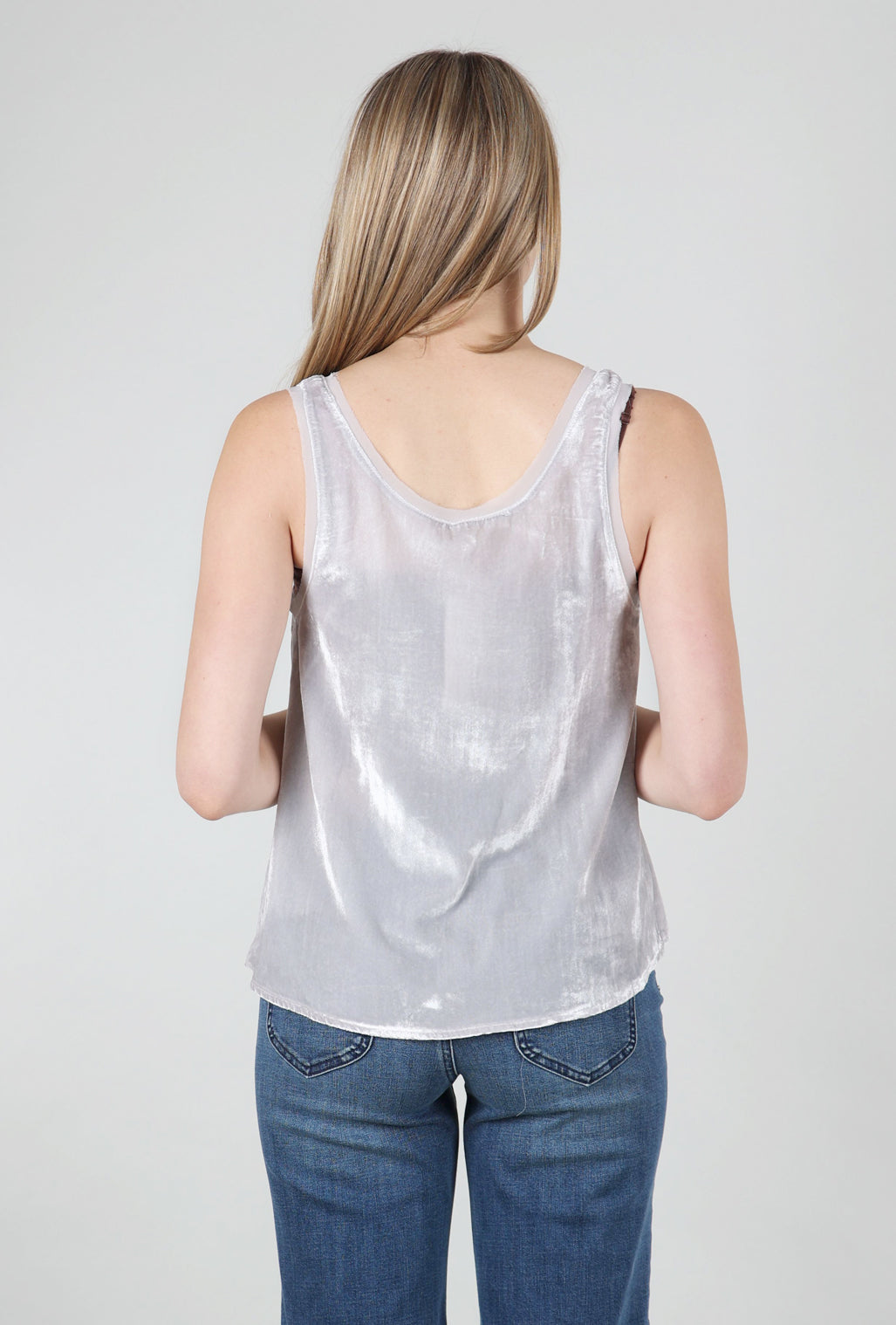 Mystree Velvet Swing Tank, Silver Champagne 