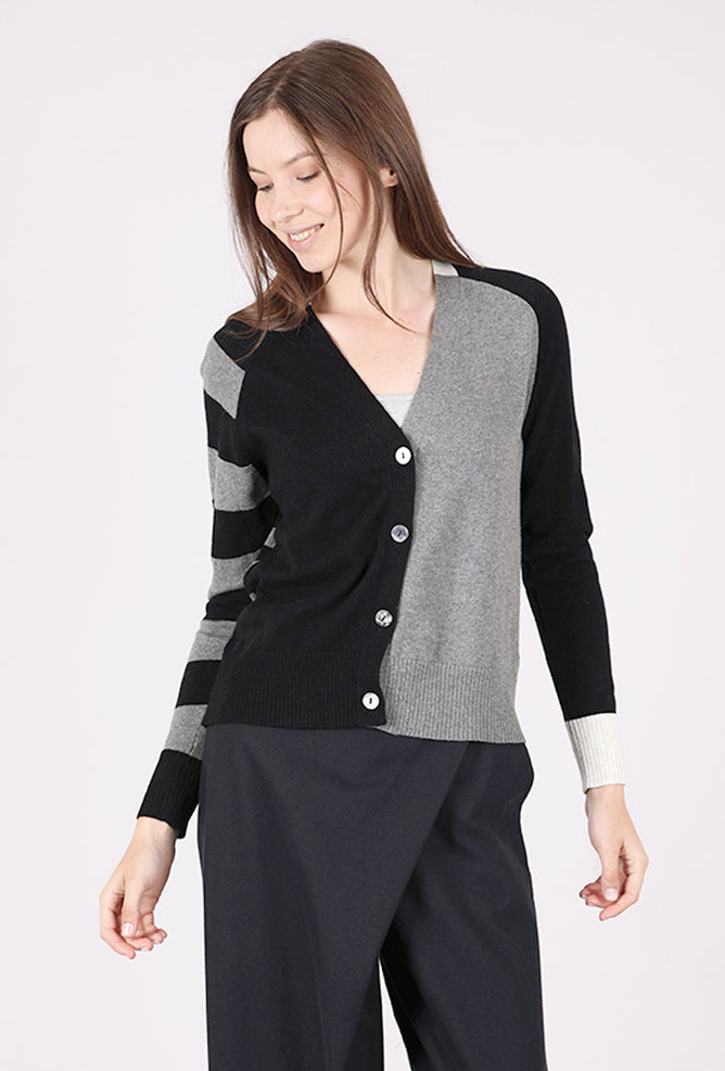 Split Stripes Cardie, Black