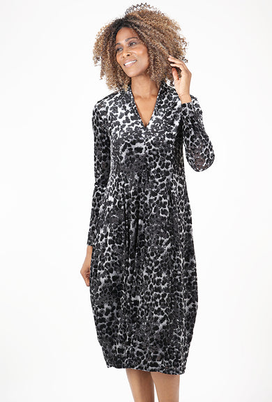 Alembika Cut Velvet Lantern Dress, Leopard 