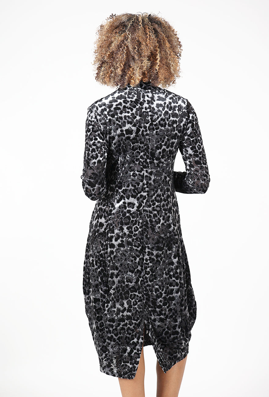 Cut Velvet Lantern Dress, Leopard Angle 3