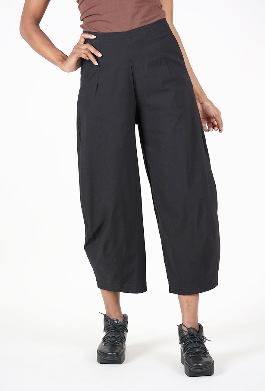 Twill Tech Lantern Leg Trouser, Black