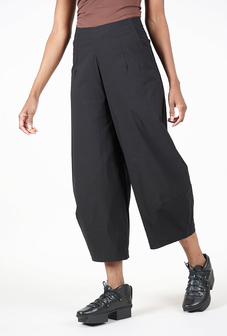Twill Tech Lantern Leg Trouser, Black