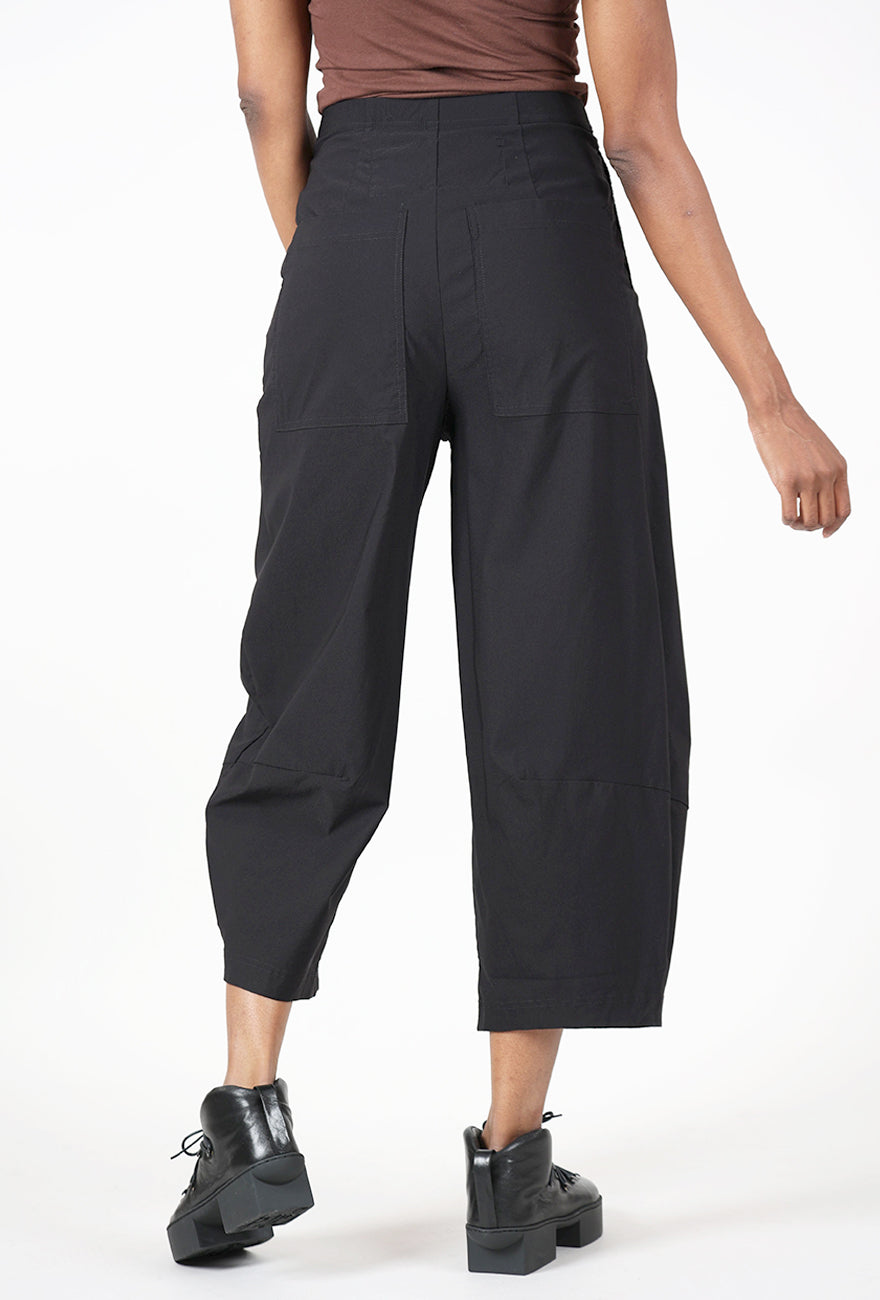 Twill Tech Lantern Leg Trouser, Black