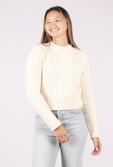 Pistola Quinn Shrunken Fisherman Sweater, Cream 