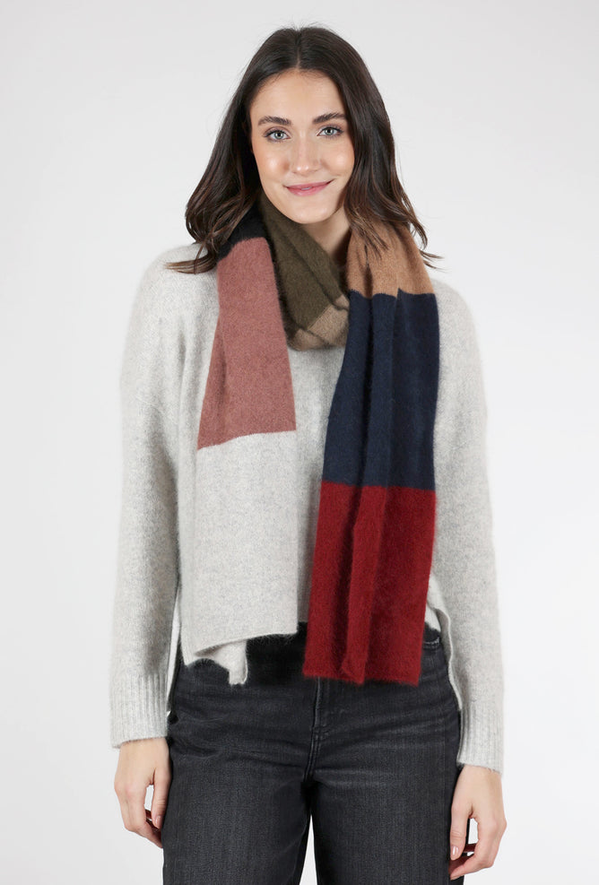 Estheme Cashmere Colorblock Raccoon Scarf, Taupe Multi One Size 