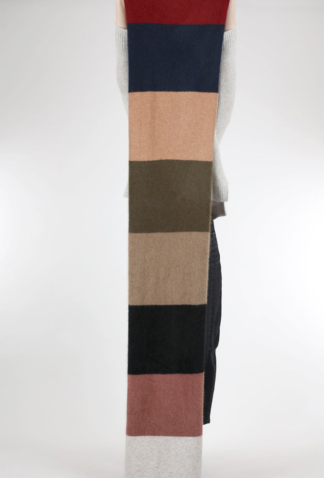 Estheme Cashmere Colorblock Raccoon Scarf, Taupe Multi One Size 