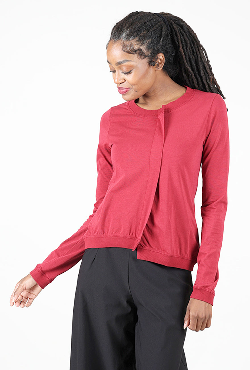Off-Center Pleat Tee, Lava